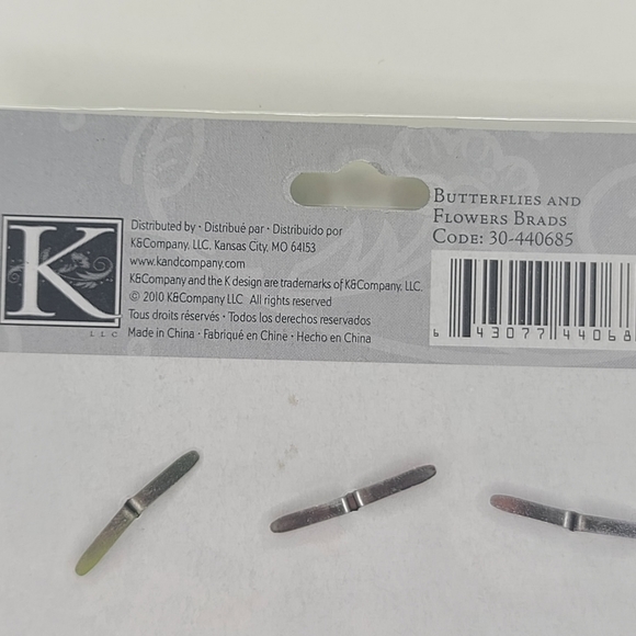 K&Company Brads Butterfly and Flowers Brads 9 pcs Bugs Spring Summer Brads - Picture 5 of 8